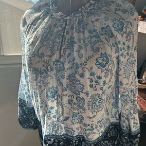 LOFT Blue and White Floral Blouse